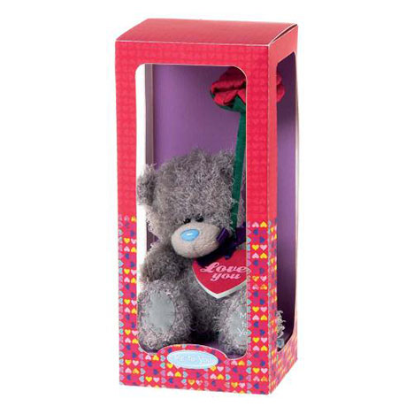 5" Boxed Me to You Bear with Red Rose & Love You Plaque  £13.00