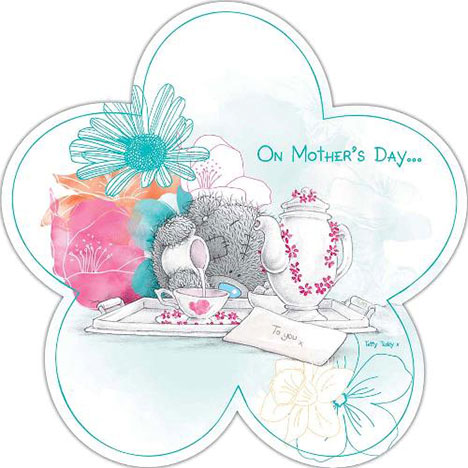Mum with Tea Me to You Bear Flower Shaped Mothers Day Card  £1.95