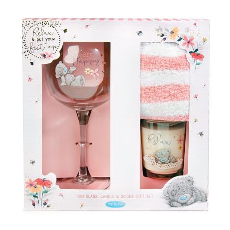 Relax Gin Glass Socks & Candle Me to You Bear Gift Set  £19.99