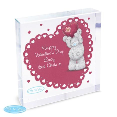 Personalised Me to You Bear Heart Large Crystal Block  £17.99