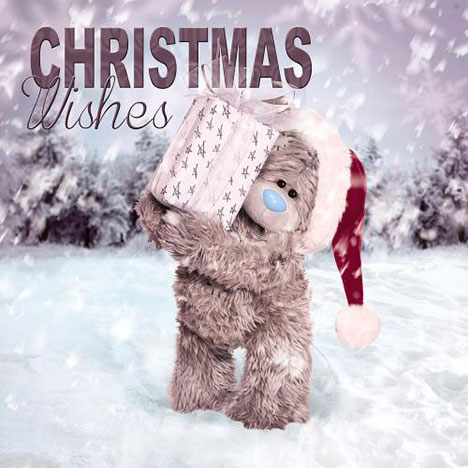 3D Holographic Christmas Wishes Me to You Bear Christmas Card  £2.99