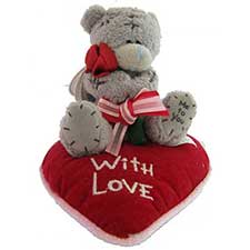 3" Me to You Bear Sitting on Pillow with Single Rose