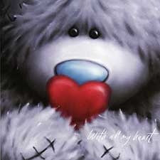 Bear Holding Heart Me to You Bear Valentines Card