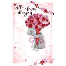 Holding Large Bouquet Me to You Bear Valentine's Day Card