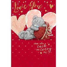 Bear Leaning On Heart Me to You Bear Valentine&#39;s Day Card