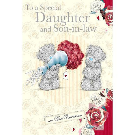 ME TO YOU DAUGHTER & SON-IN-LAW 3D HOLOGRAM ANNIVERSARY CARD TATTY TEDDY BEAR 