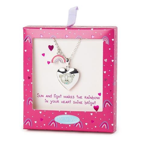 Me to You Bear Heart Locket Necklace with Rainbow  £12.99