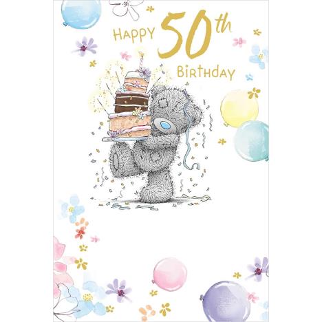 50th Birthday Bear Carrying Cake Me To You Bear Birthday Card  £2.49