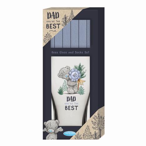 Best Dad Me to You Bear Beer Glass & Socks Gift Set  £8.99