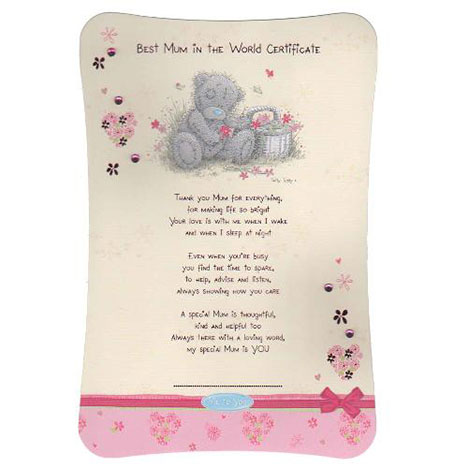 Best Mum Me to You Bear Certificate   £1.79