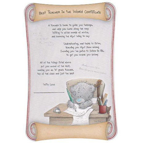 Small Best Teacher Me to You Bear Certificate  £2.49