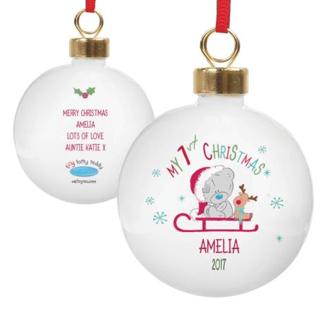 Personalised My 1st Christmas Tiny Tatty Teddy Sleigh Bauble  £11.99