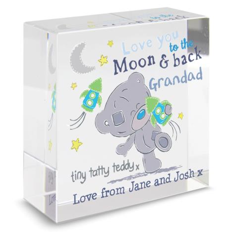 Personalised Tiny Tatty Teddy Moon & Back Crystal Block  £16.99