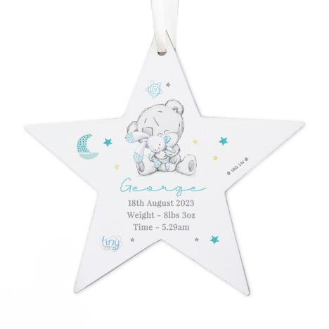 Personalised Tiny Tatty Teddy Dream Big Blue Wooden Star Decoration  £9.99