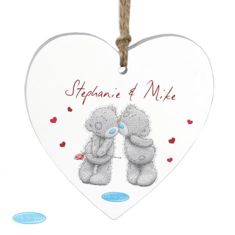 Personalised Me to You Bear Couples Wooden Heart Decoration  £9.99