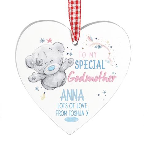 Personalised Me to You Godmother Wooden Heart Decoration  £9.99