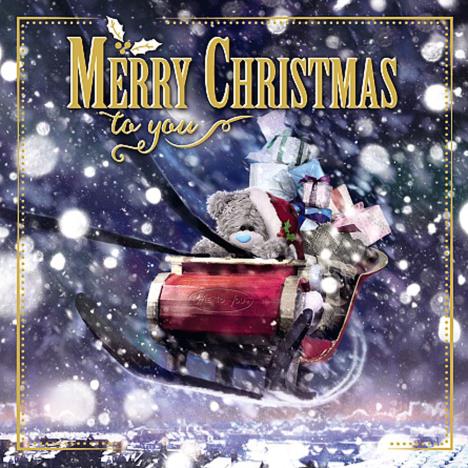 3D Holographic Bear In Sleigh Me to You Bear Christmas Card  £3.59