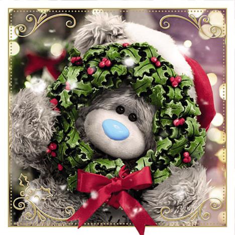 3D Holographic Bear Holding Wreath Me to You Bear Christmas Card  £2.69