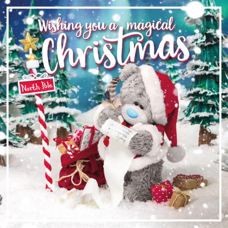 3D Holographic Santa Holding List Me to You Bear Christmas Card  £2.69