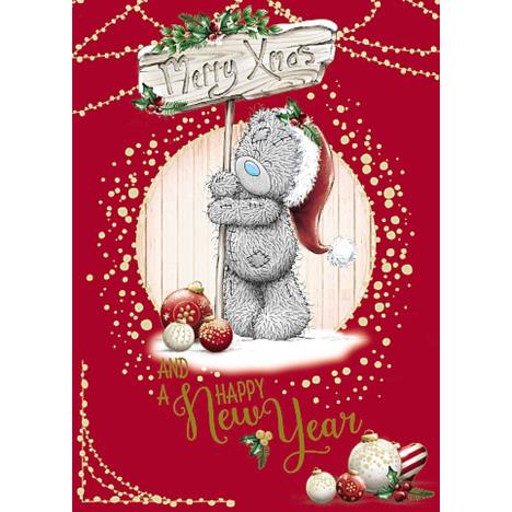 Holding Merry Xmas Sign Me To You Bear Christmas Card  £1.79