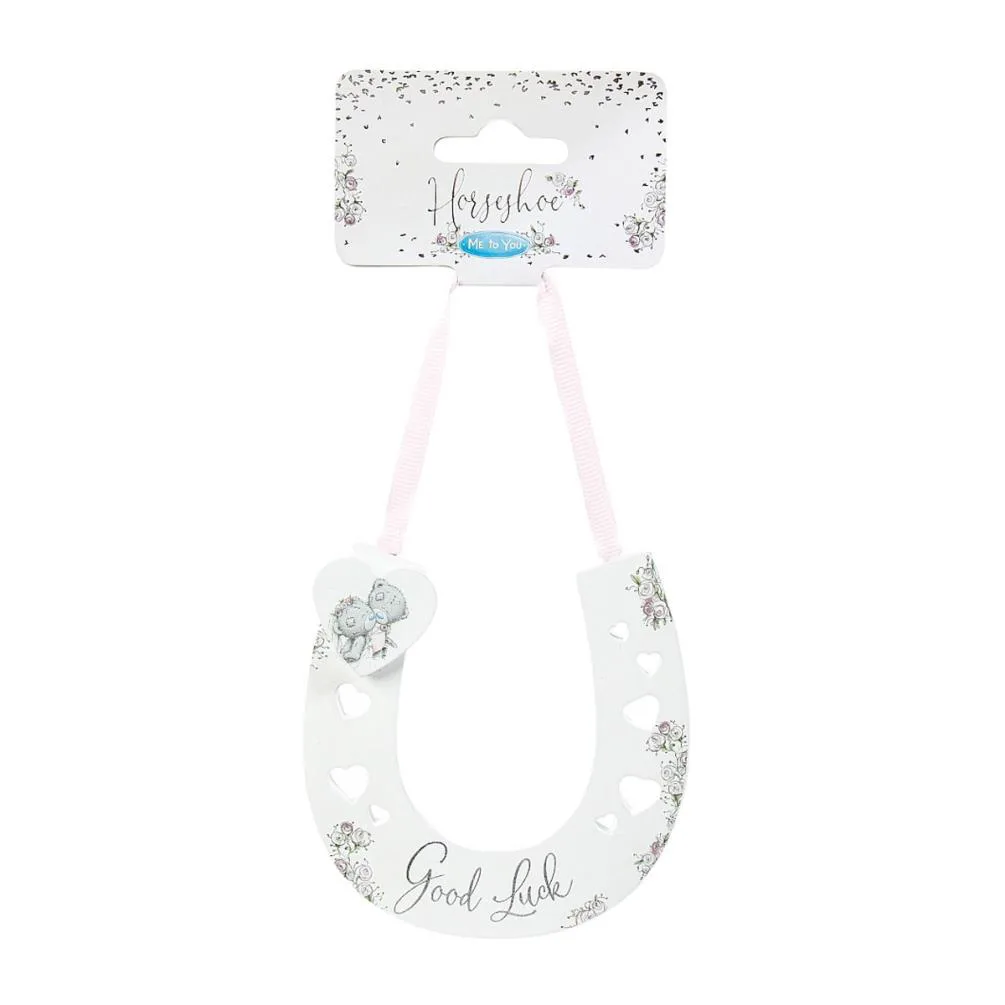 Good Luck Me to You Bear Wedding Horseshoe Plaque