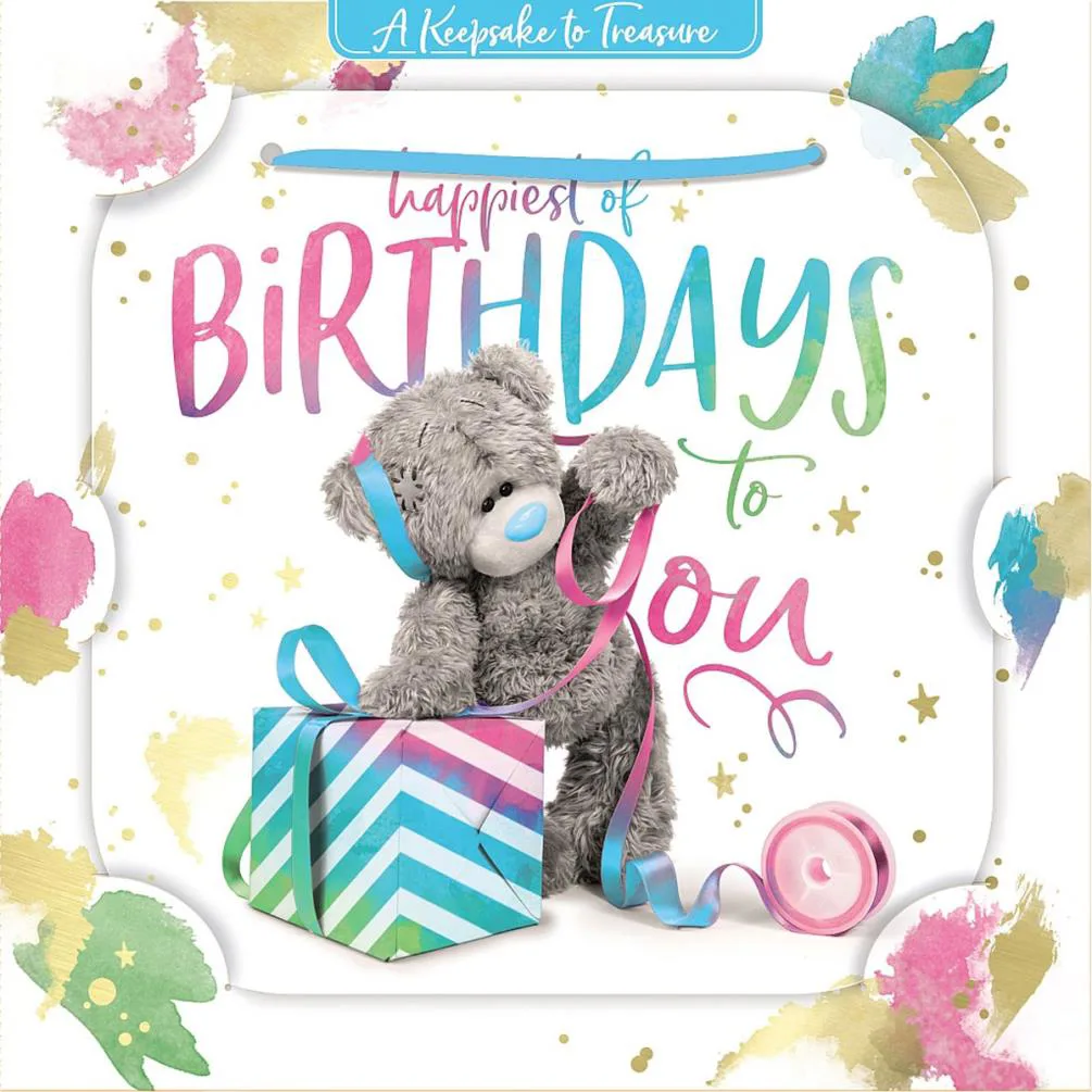 3D Holographic Wrapping Present Me to You Bear Birthday Card