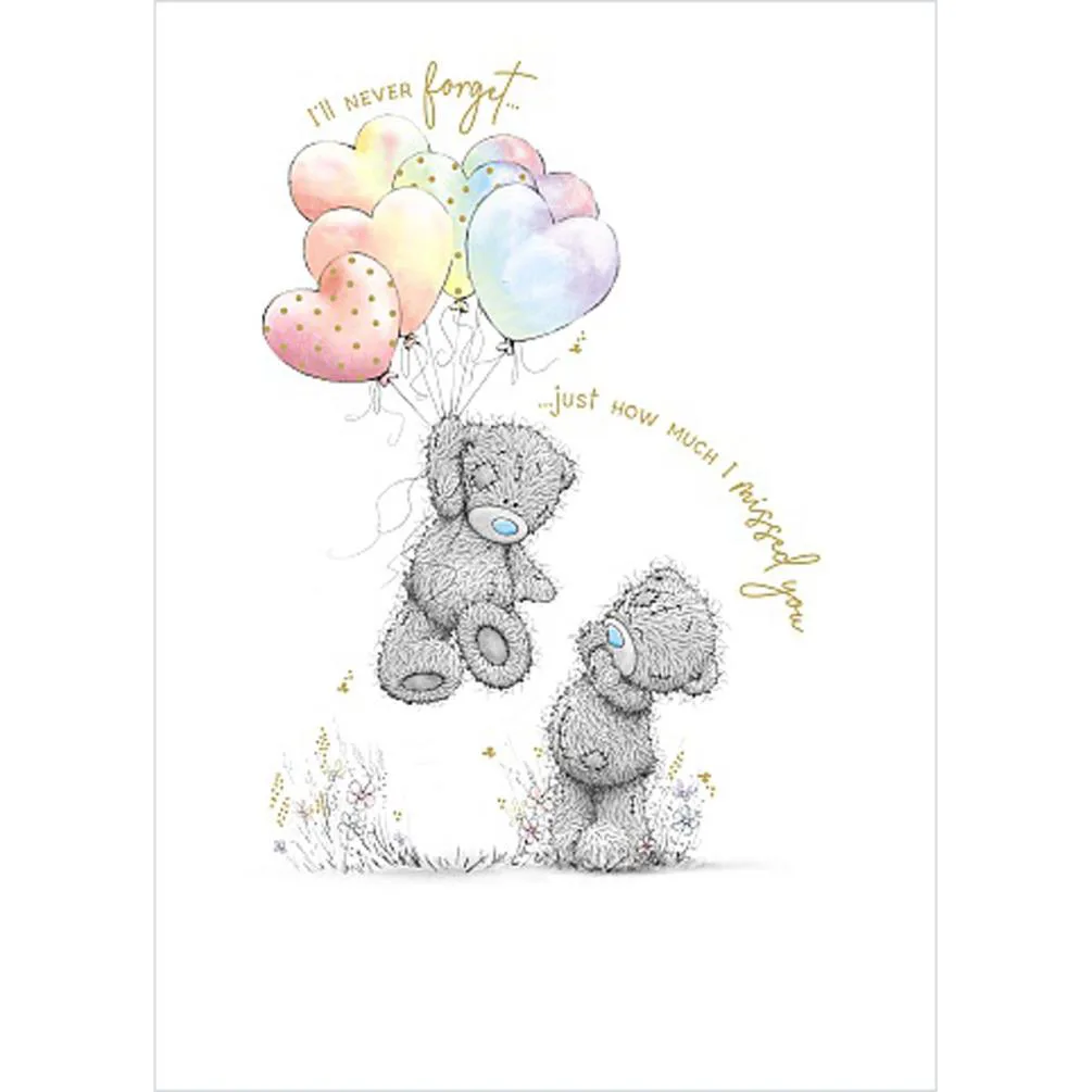 Bears Holding Heart Balloons Me to You Bear Card