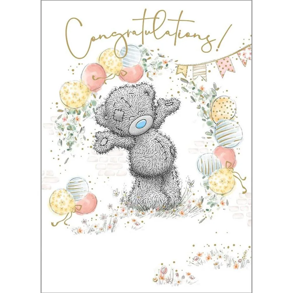 Bear With Balloons Me to You Bear Congratulations Card