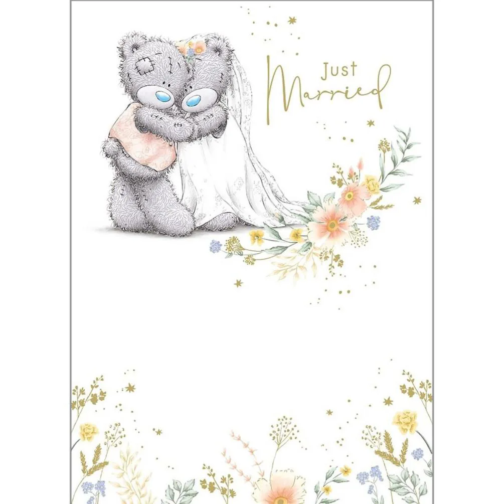 Bears Hugging Just Married Me to You Bear Wedding Day Card