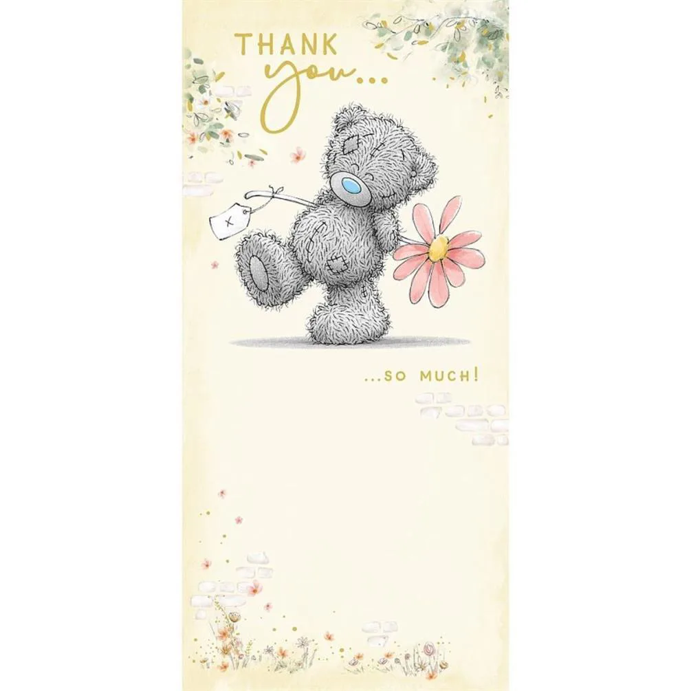 Bear Holding Pink Flower Me to You Beat Thank You Card