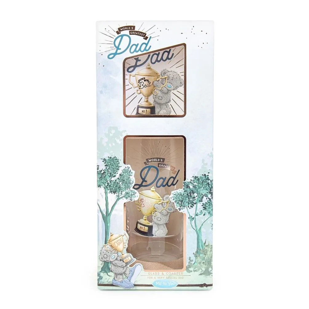 Dad Me to You Bear Pint Glass & Coaster Gift Set
