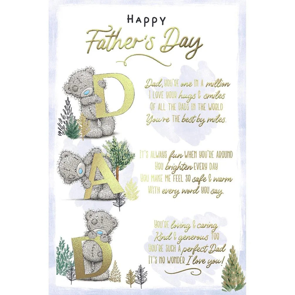 DAD Letters Verse Me to You Bear Father's Day Card
