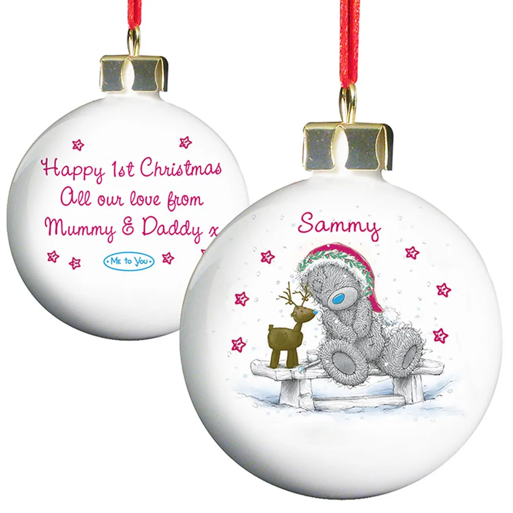 Personalised Me to You Bear Christmas Reindeer Bauble