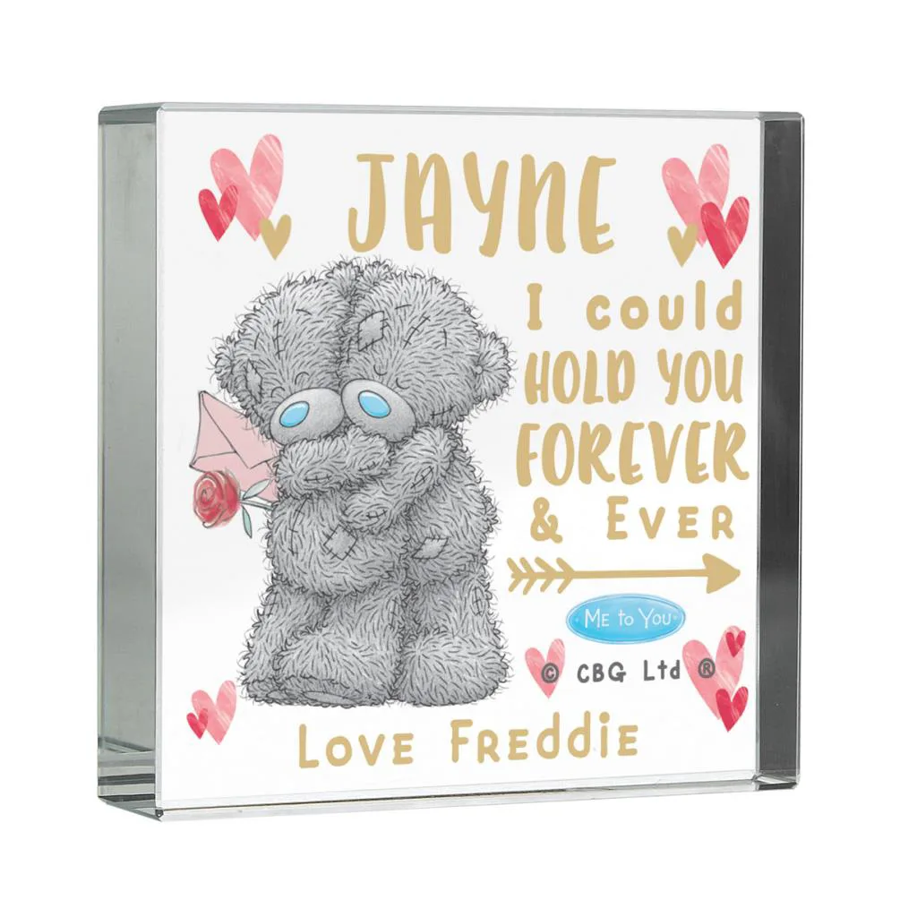 Personalised Hold You Forever Me to You Bear Large Crystal Block