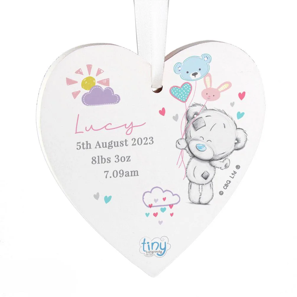 Personalised Tiny Tatty Teddy Dream Big Pink Wooden Decoration