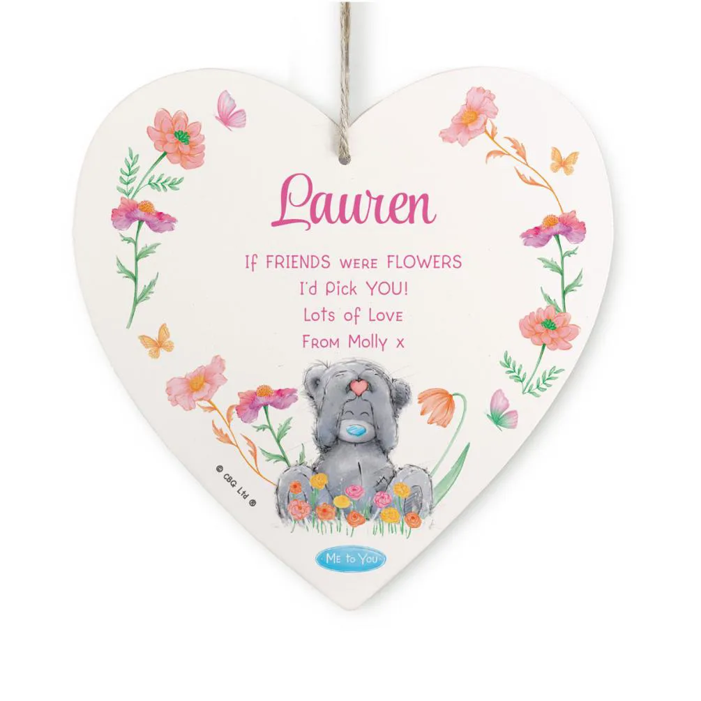 Personalised Me to You Flowery Large Wooden Heart Decoration