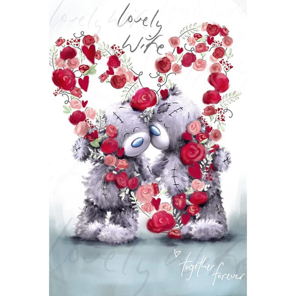 Wife Softly Drawn Me to You Bear Valentines Day Card