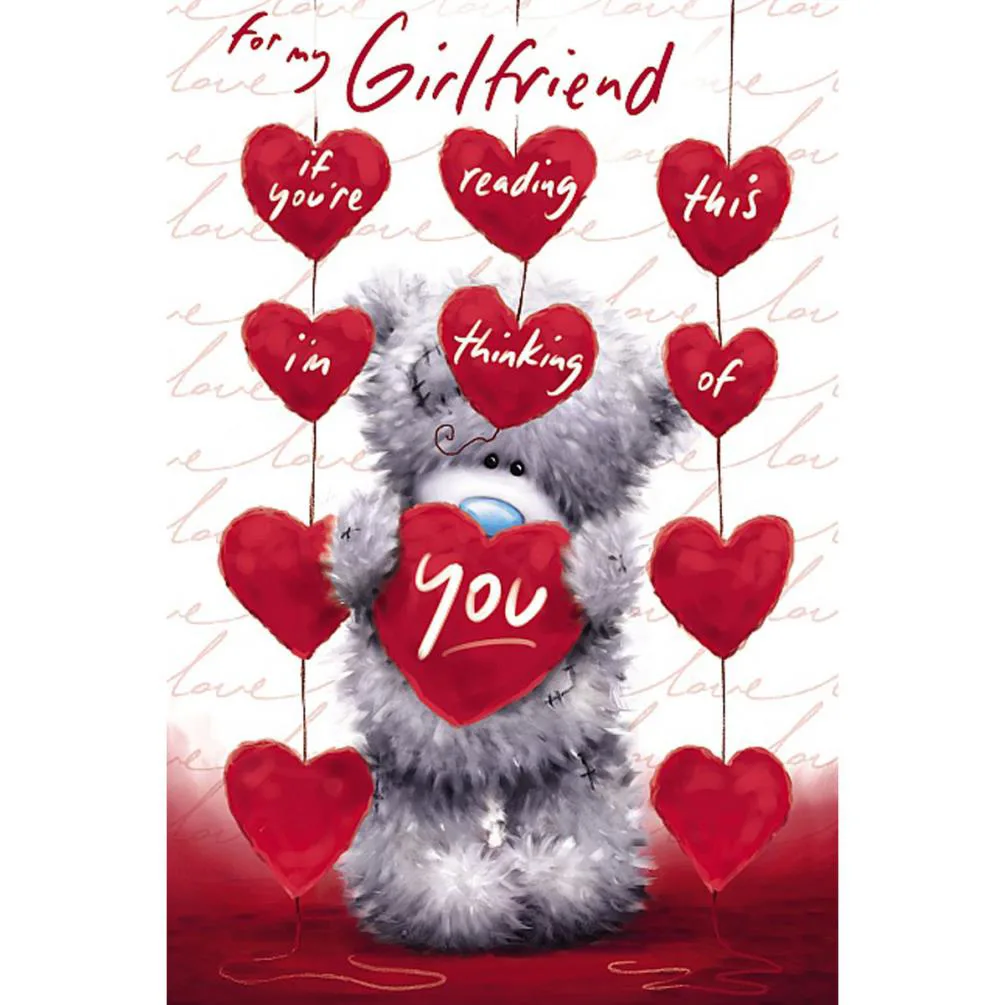 Girlfriend Holding Heart Me to You Bear Valentines Day Card