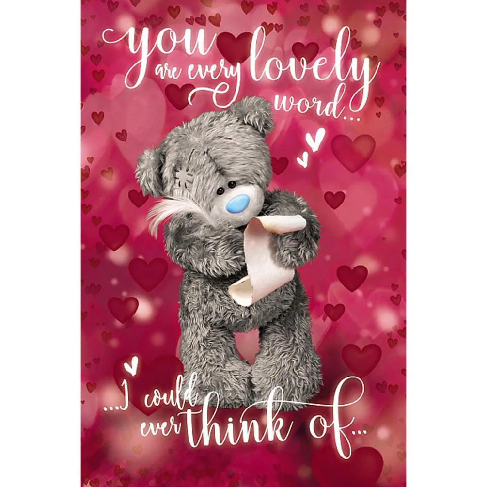 Writing Love Letter Me to You Bear Valentines Day Card