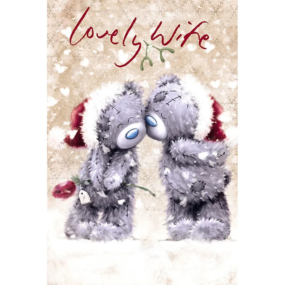 Lovely Wife Softly Drawn Me to You Bear Christmas Card £2.49