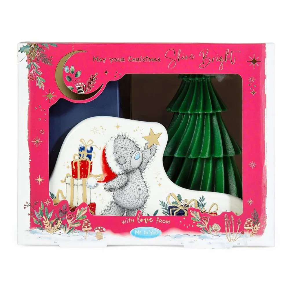 Christmas Tree Shaped Candle & Tray Me to You Bear Gift Set