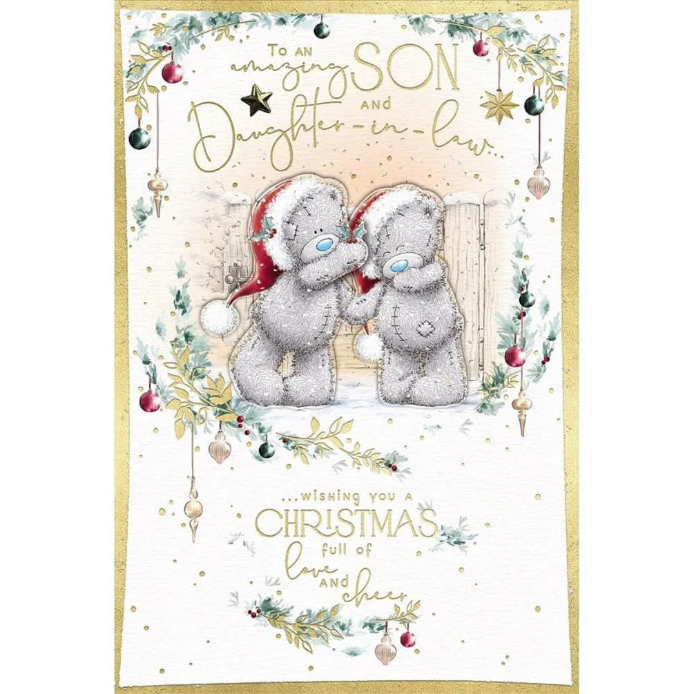 Son &amp; Daughter in Law Handmade Me to You Bear Christmas Card
