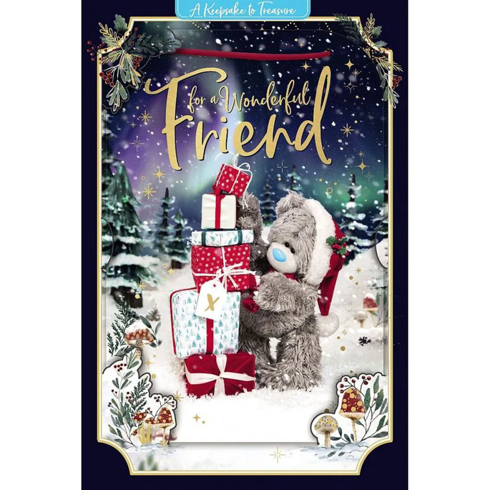 3D Holographic Wonderful Friend Me to You Bear Christmas Card