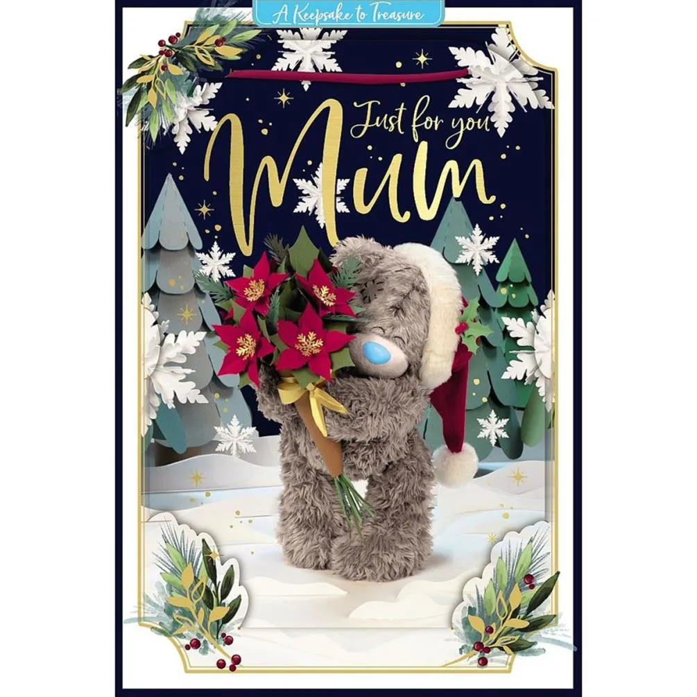 3D Holographic Just for You Mum Me to You Bear Christmas Card