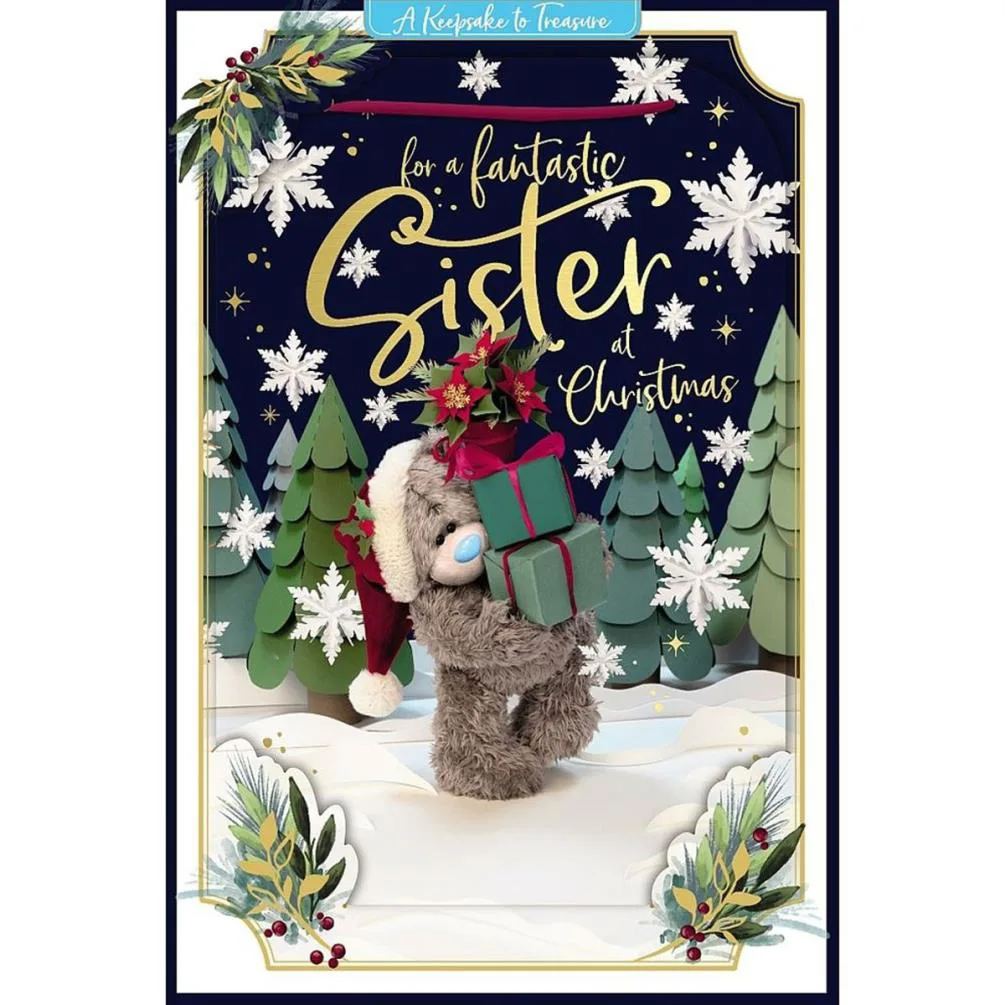 3D Holographic Fantastic Sister Me to You Bear Christmas Card