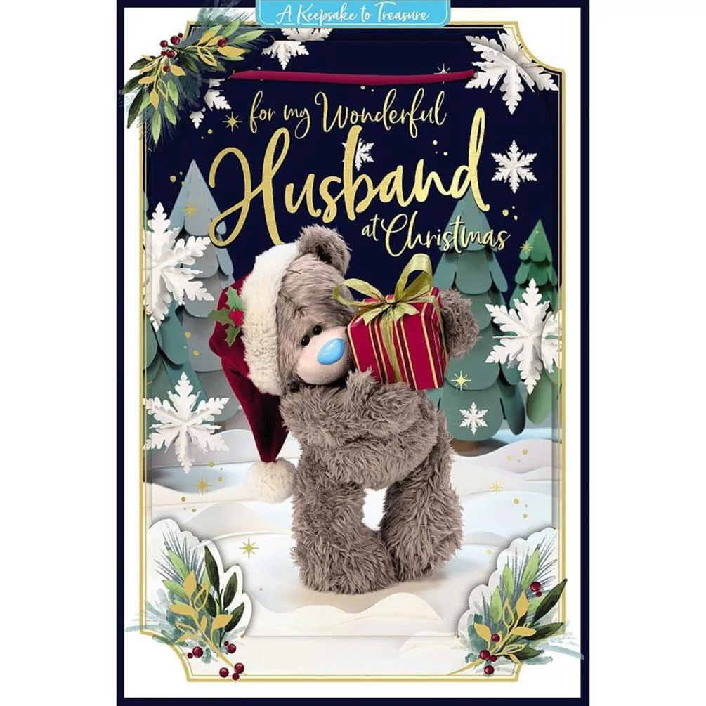 3D Holographic Wonderful Husband Me to You Bear Christmas Card
