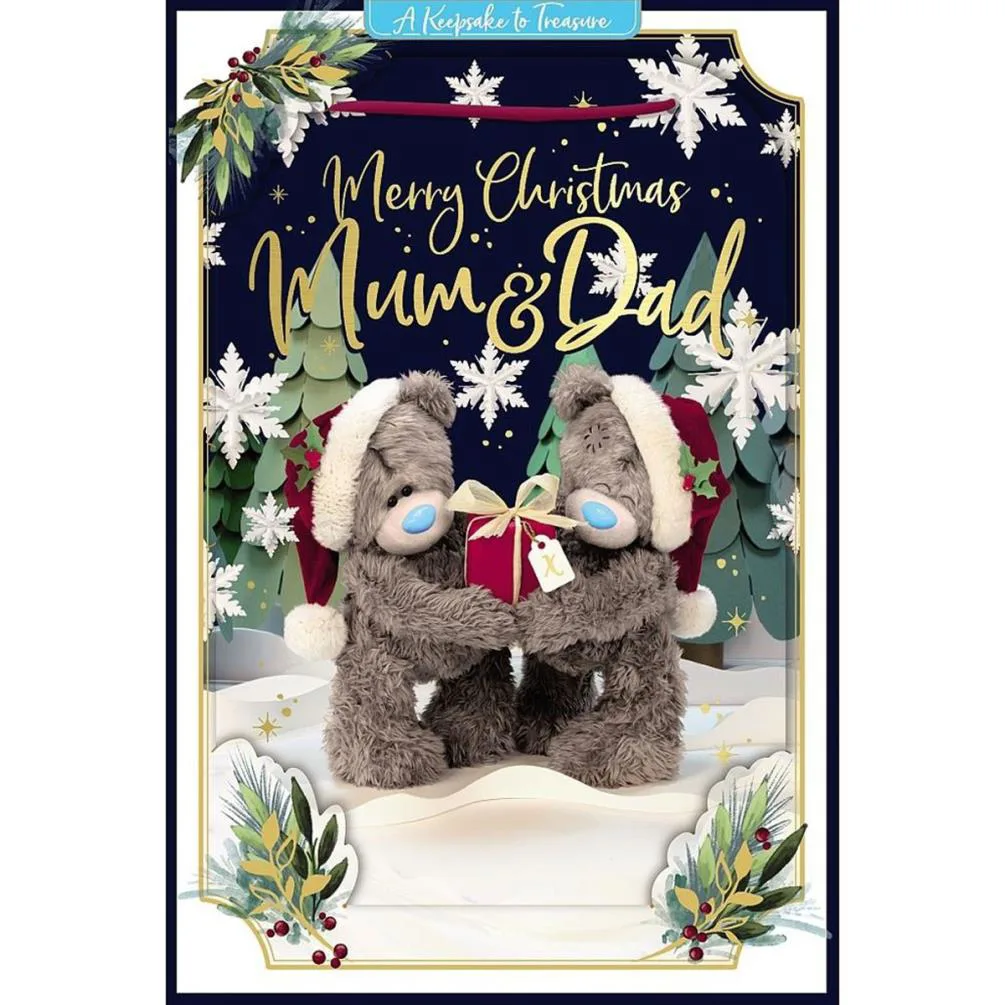 3D Holographic Mum &amp; Dad Me to You Bear Christmas Card