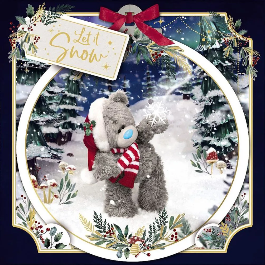 3D Holographic Let It Snow Me to You Bear Christmas Card