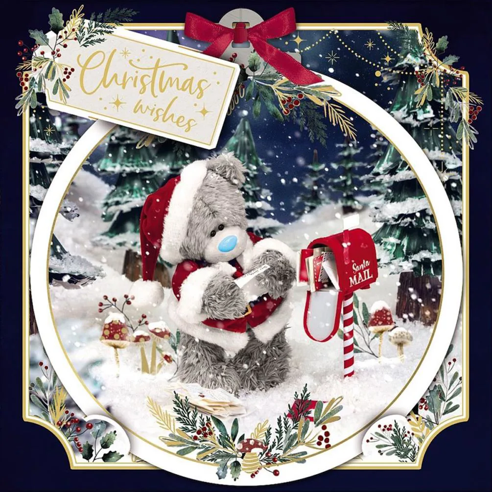 3D Holographic Christmas Wishes Me to You Bear Christmas Card