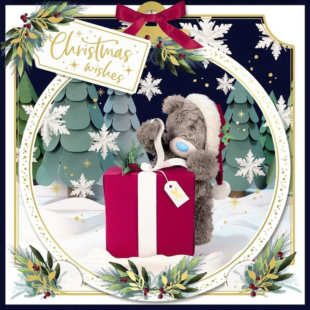 3D Holographic Christmas Wishes Me to You Bear Christmas Card
